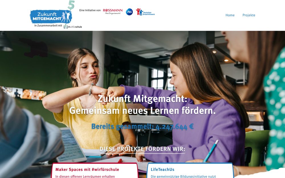 The Zukunft mit gemacht home page